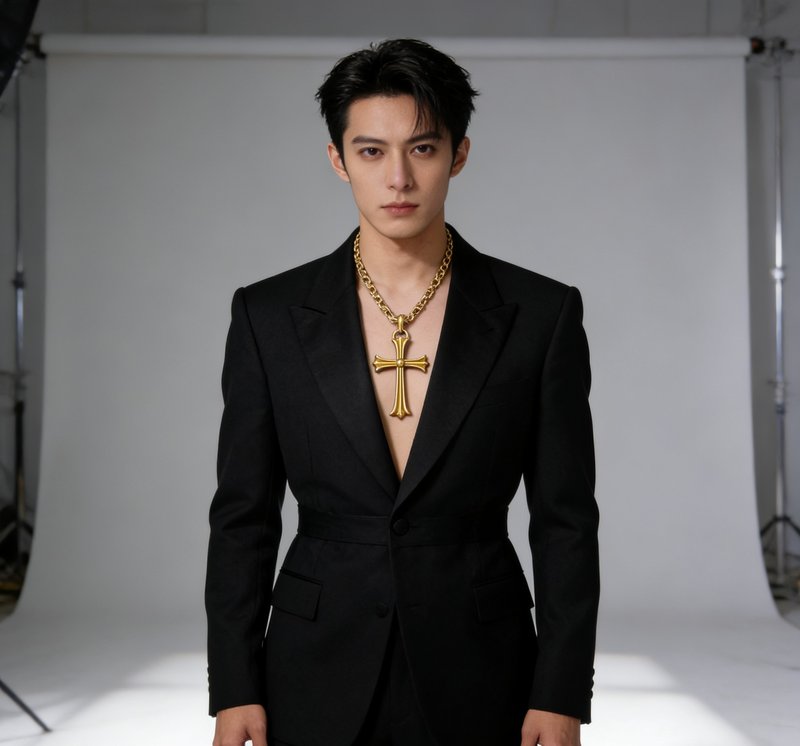 크롬하츠 플레임 성검 십자가 페이퍼클립 목걸이 001-243273