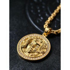 크롬하츠 메두사 풀다이아 골드 메달리온 목걸이 001-243290