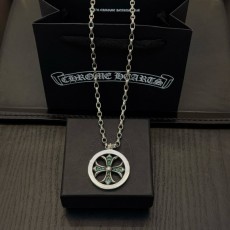 크롬하츠 빈티지 그린 다이아몬드 라운드 펜던트 목걸이 001-243308