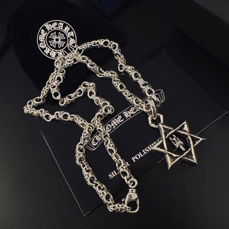 크롬하츠 십자가 별 펜던트 목걸이 001-243365