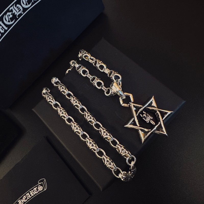 크롬하츠 십자가 별 펜던트 목걸이 001-243365