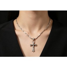 크롬하츠 복고풍 실버 크로스 목걸이 001-243387