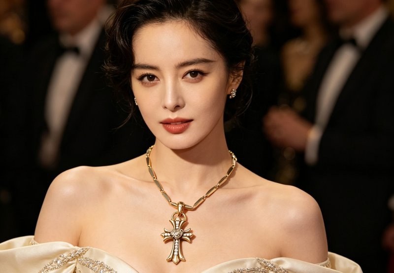 크롬하츠 빈티지 실버 톤 화이트 다이아몬드 십자가 목걸 001-243386
