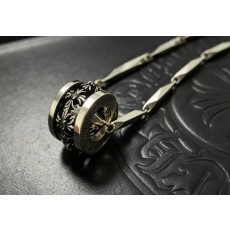 크롬하츠 그린 다이아몬드 실린더 목걸이 빈티지 실버 톤 001-243388