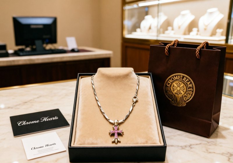 크롬하츠 핑크다이아몬드 십자가 목걸이 001-243391