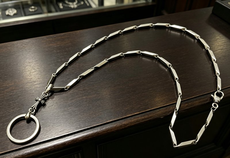 실버 톤 원형 십자가 대나무 체인 목걸이 001-243395