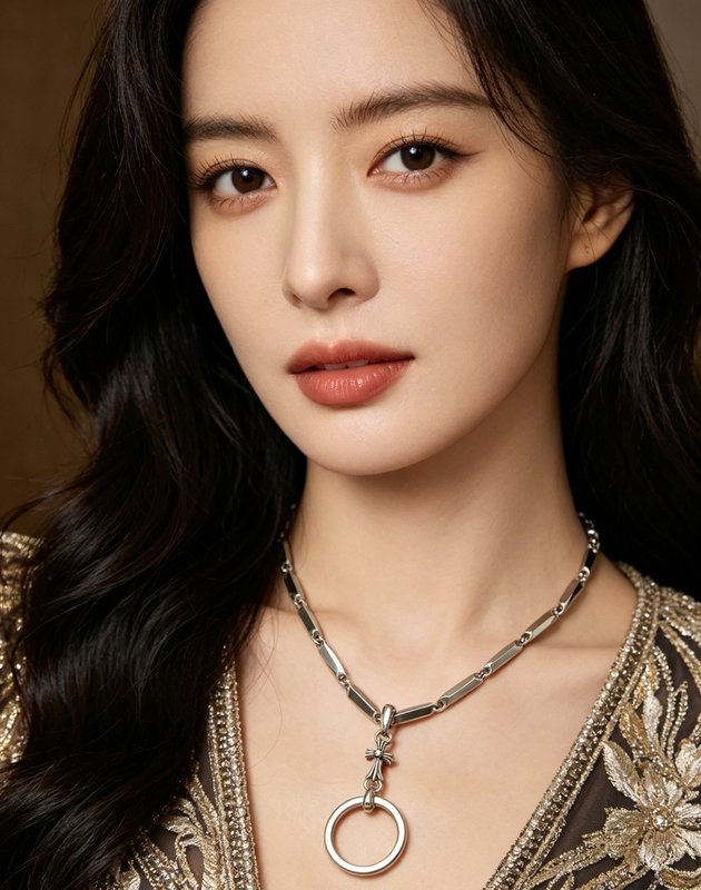 실버 톤 원형 십자가 대나무 체인 목걸이 001-243395