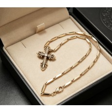 크롬하츠 빈티지 골드 톤 다이아몬드 십자가 목걸이 001-243396