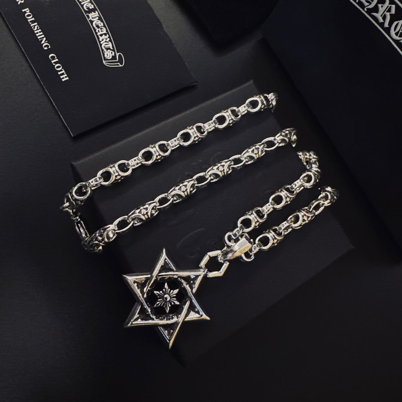 크롬하츠 십자가 별 펜던트 목걸이 001-243400