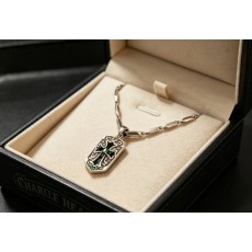 크롬하츠 그린 다이아몬드 십자군 메달 대나무 체인 목걸 001-243403