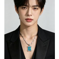 크롬하츠 블루터키석 십자가 목걸이 빈티지 001-243419