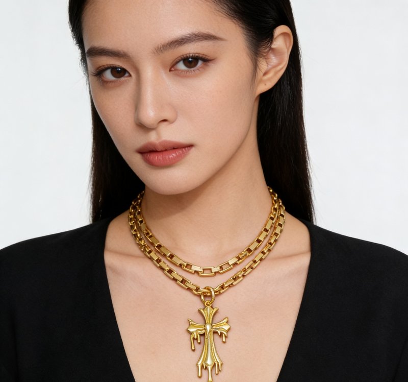 크롬하츠 용암 물방울 십자가 목걸이 001-243426