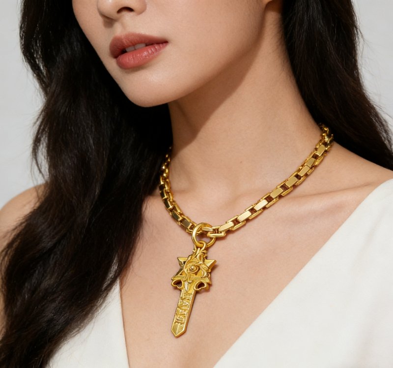 크롬하츠 육망성 성검 골드 목걸이 001-243427