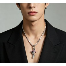 크롬하츠 핑크다이아몬드 뱀무늬 성검 목걸이 001-243428