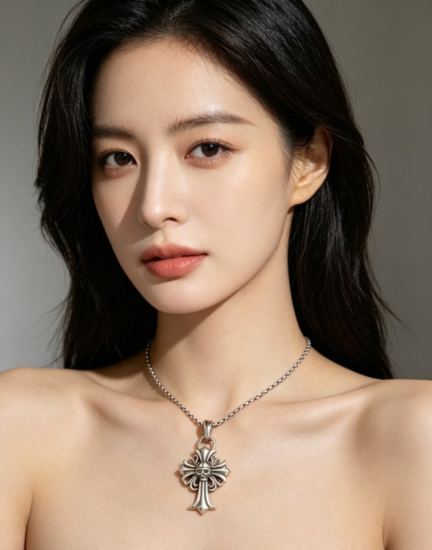 크롬하츠 스컬 십자가 빈티지 목걸이 001-243451