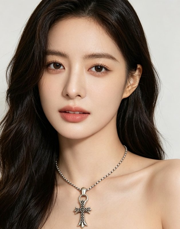 크롬하츠 블랙다이아몬드 십자가 목걸이 빈티지 실버 001-243453