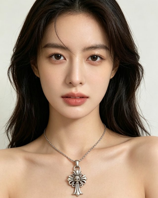 크롬하츠 스컬 십자가 빈티지 목걸이 001-243460