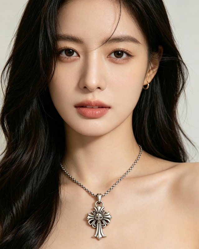 크롬하츠 스컬 십자가 빈티지 목걸이 001-243460