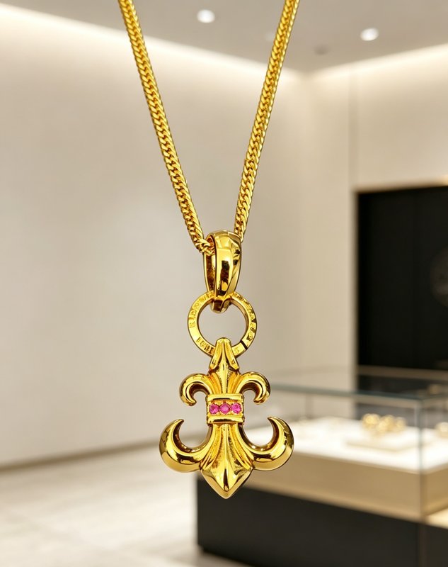 크롬하츠 스카우트 플라워 골드 핑크 다이아몬드 목걸이 001-243495