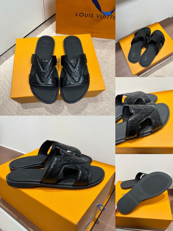 LV 남성 오스트리치 엠보 슬리퍼 001-243699