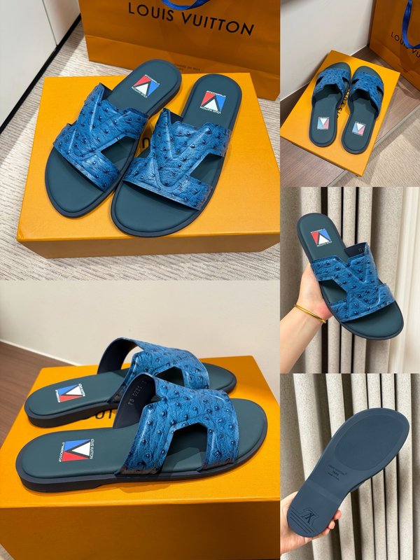 LV 남성 오스트리치 엠보슬리퍼 001-243718