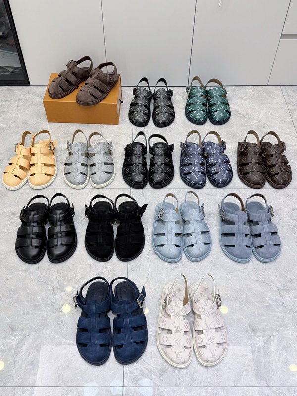 LV 스타일 남성 소가죽 샌들 최고 품질 001-243742
