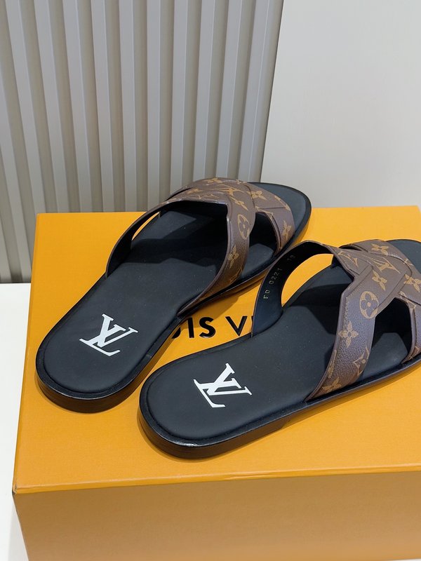 LV 오아시스 데님 가죽 샌들 남성용 001-243874