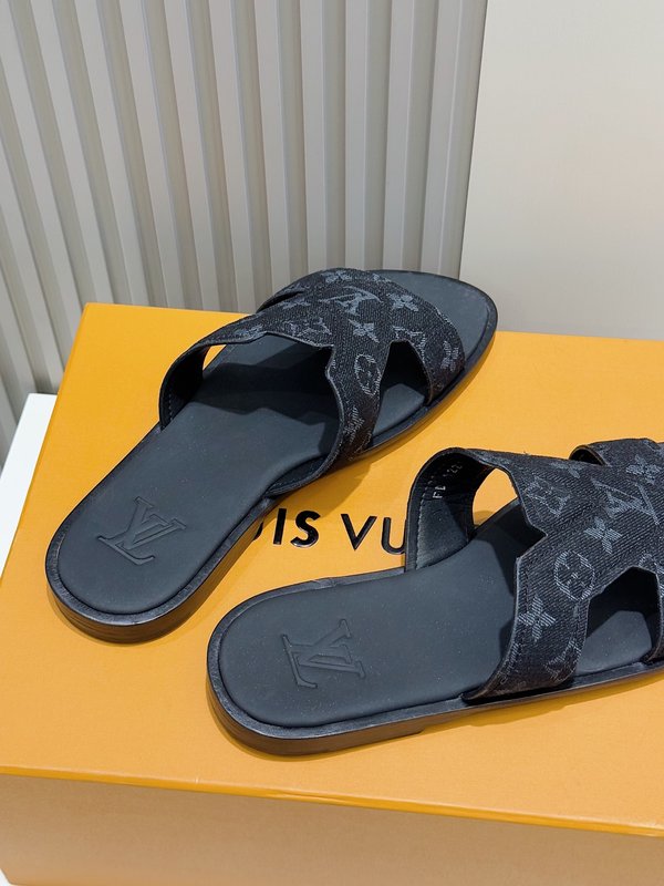 LV 오아시스 데님 가죽 남성 슬라이드 001-243877