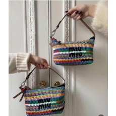 레인보우 스트라이프 우븐 숄더백 001-245966