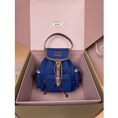 캔버스 소가죽 블루 백팩 001-246023