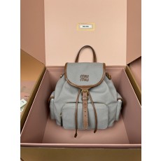 캔버스와 소가죽 그레이 백팩 001-246031