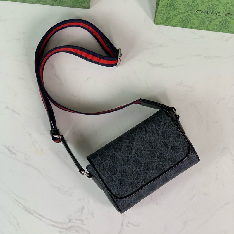 구찌 블랙 GG 레드 블루 스트랩 숄더백 001-246707
