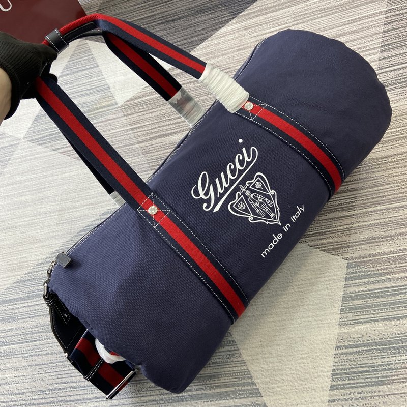 구찌 블루 캔버스 원통형 핸드백 여행가방 001-247279