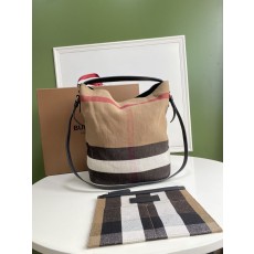 버버리 황마 캔버스 컬러 블록 호보백 001-247899
