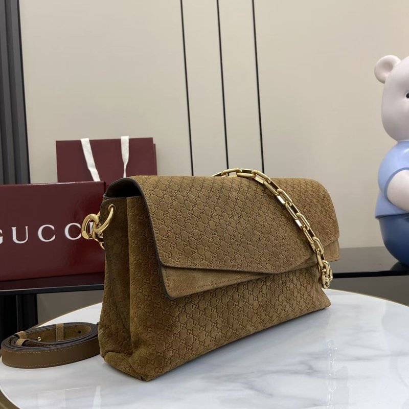 구찌 브라운 스웨이드 엠보싱 숄더백 001-248496
