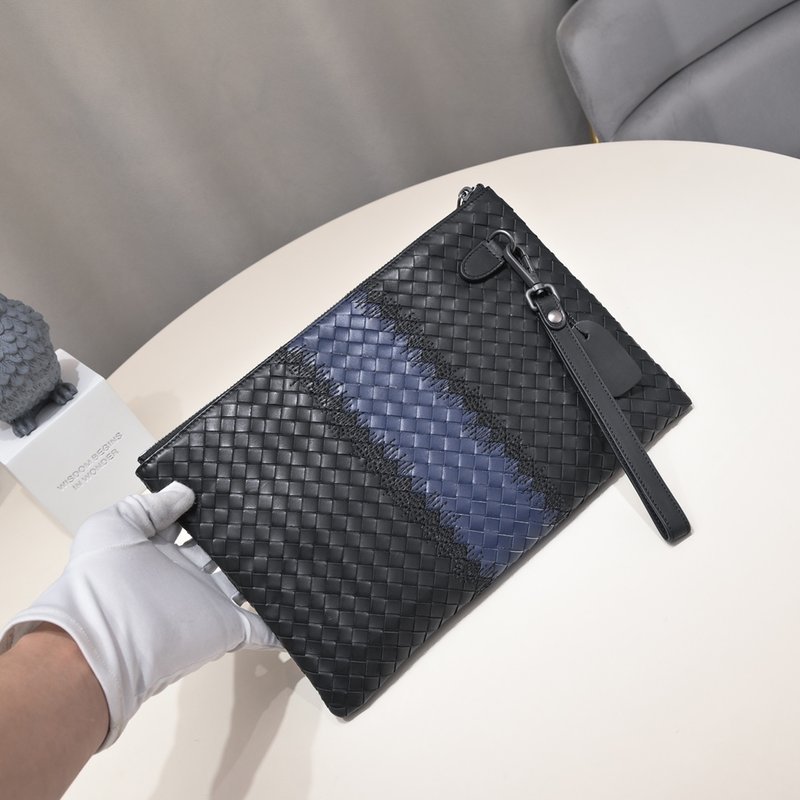 블루 스티치 왁스 송아지 가죽 여성 핸드백 001-250181