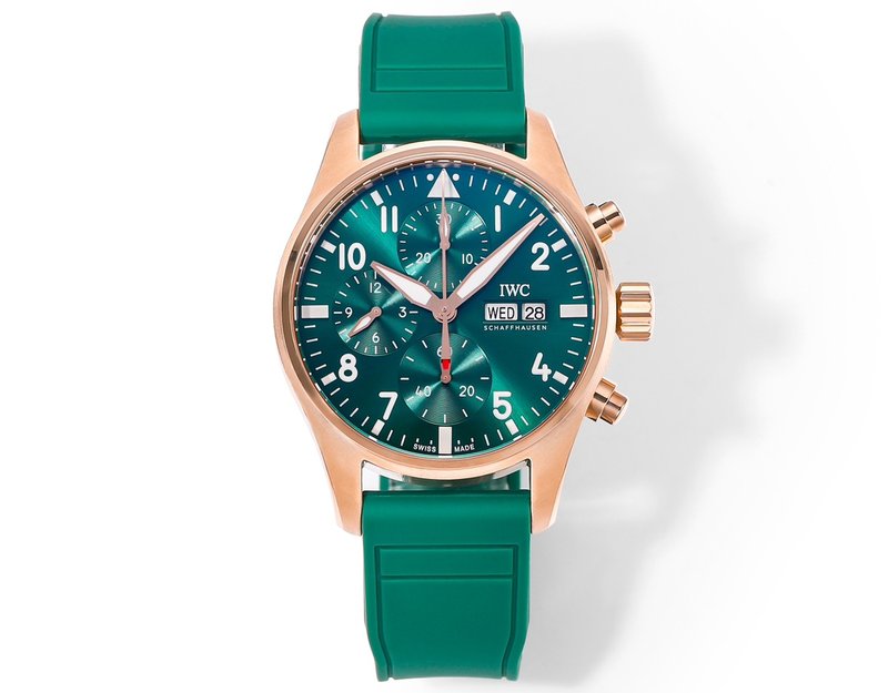 IWC 파일럿 시리즈 로즈골드 그린 다이얼 오토매 시계 001-251271