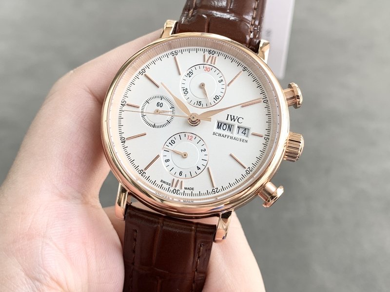 IWC 포르투기제 크로노그래프 스틸 가죽 남성 시계 001-251404