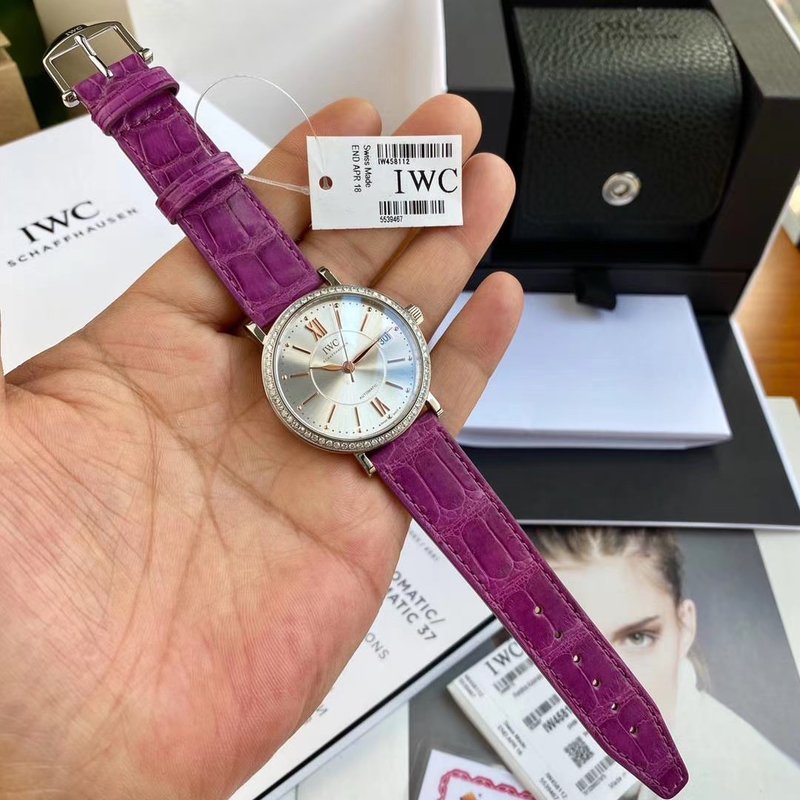 IWC 포르투기제 퍼플 다이얼 다이아몬드 여성 시계 001-251479