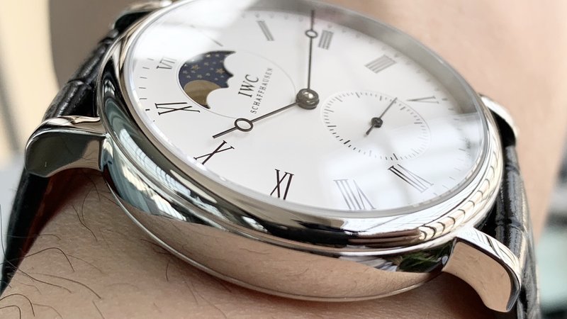 IWC 롱파워 리저브 문페이즈 오픈백 기계식 시계 001-251481