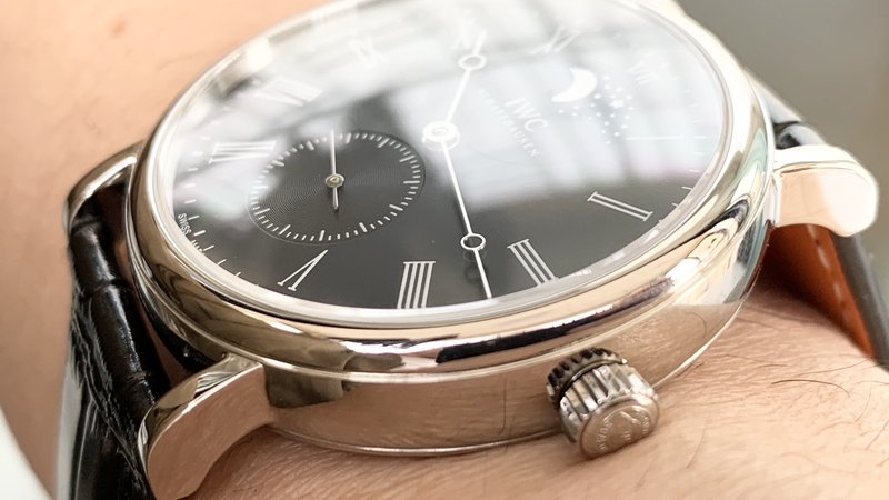 IWC 롱파워 리저브 문페이스 오픈백 기계식 시계 001-251494