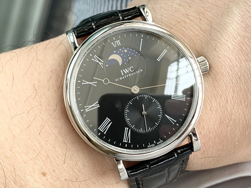 IWC 롱파워 리저브 문페이스 오픈백 기계식 시계 001-251494