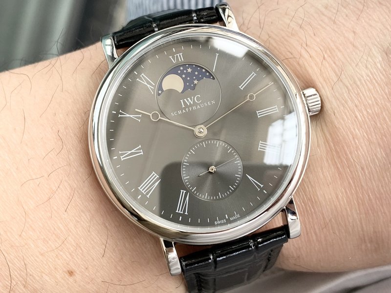 IWC 롱파워 리저브 문페이즈 오픈백 기계식 시계 001-251517