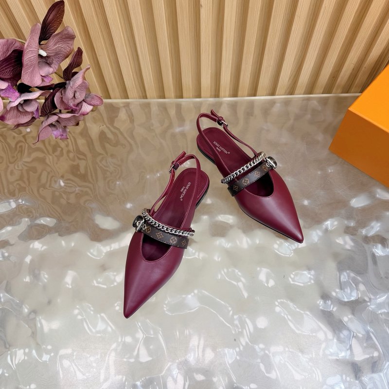 루이비통 바이브 체인 백스트랩 뾰족구두 샌들 001-252374