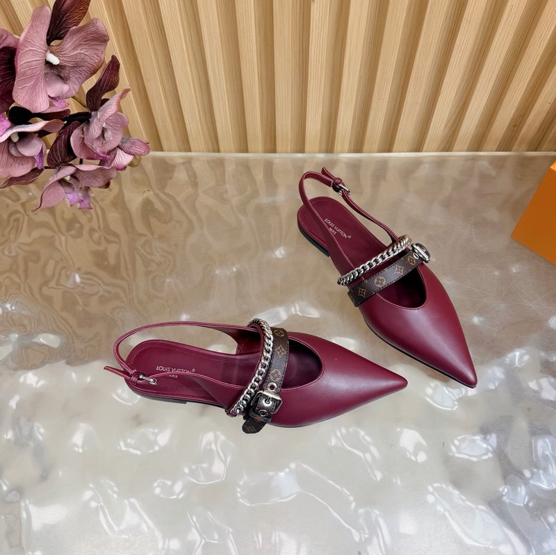 루이비통 바이브 체인 백스트랩 뾰족구두 샌들 001-252374