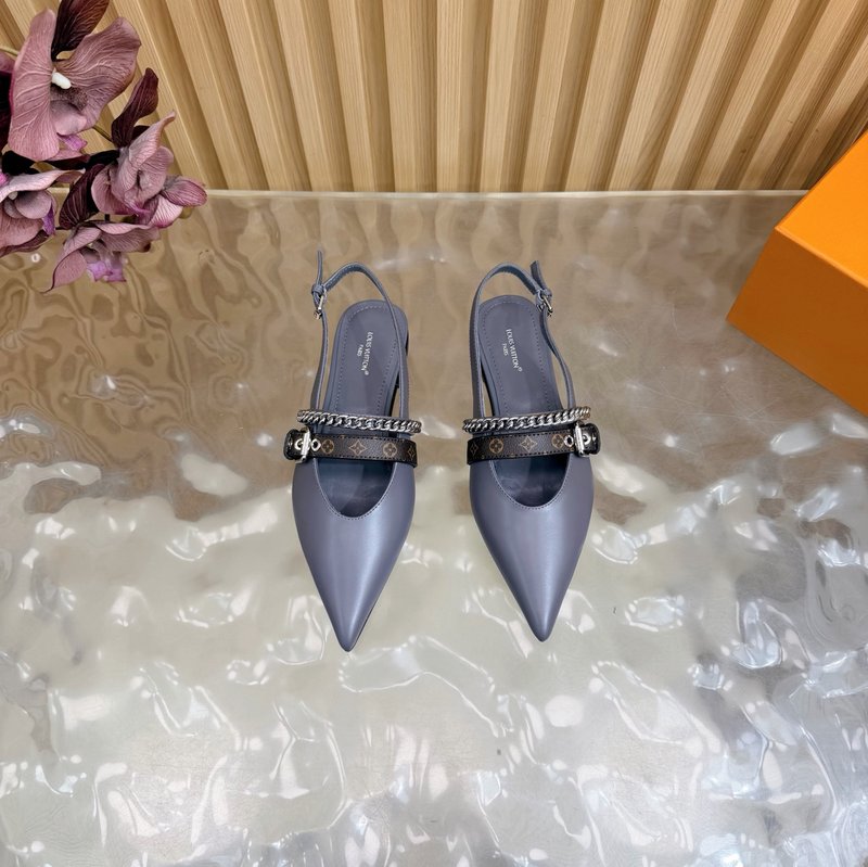 루이비통 바이브 체인 백스트랩 뾰족구두 샌들 001-252375