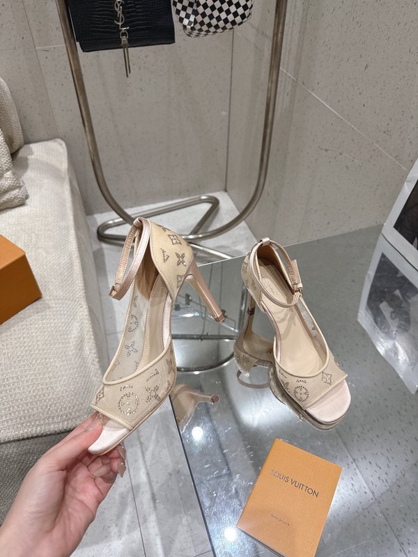 LV 메쉬 크리스탈 하이힐 샌들 001-252414