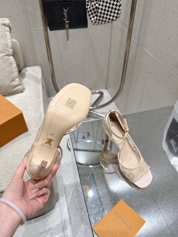 LV 메쉬 크리스탈 하이힐 샌들 001-252414