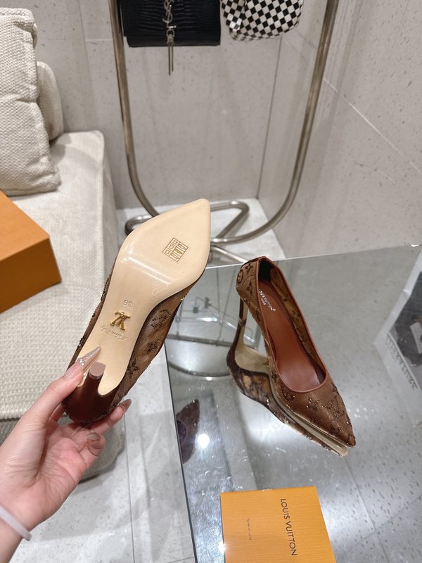 LV 메쉬 크리스탈 하이힐 프스 001-252417