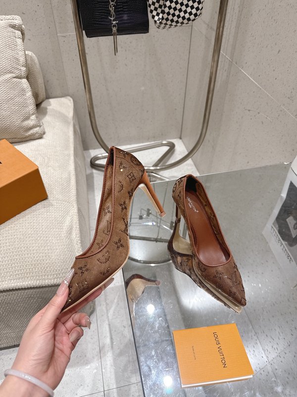 LV 메쉬 크리스탈 하이힐 프스 001-252417